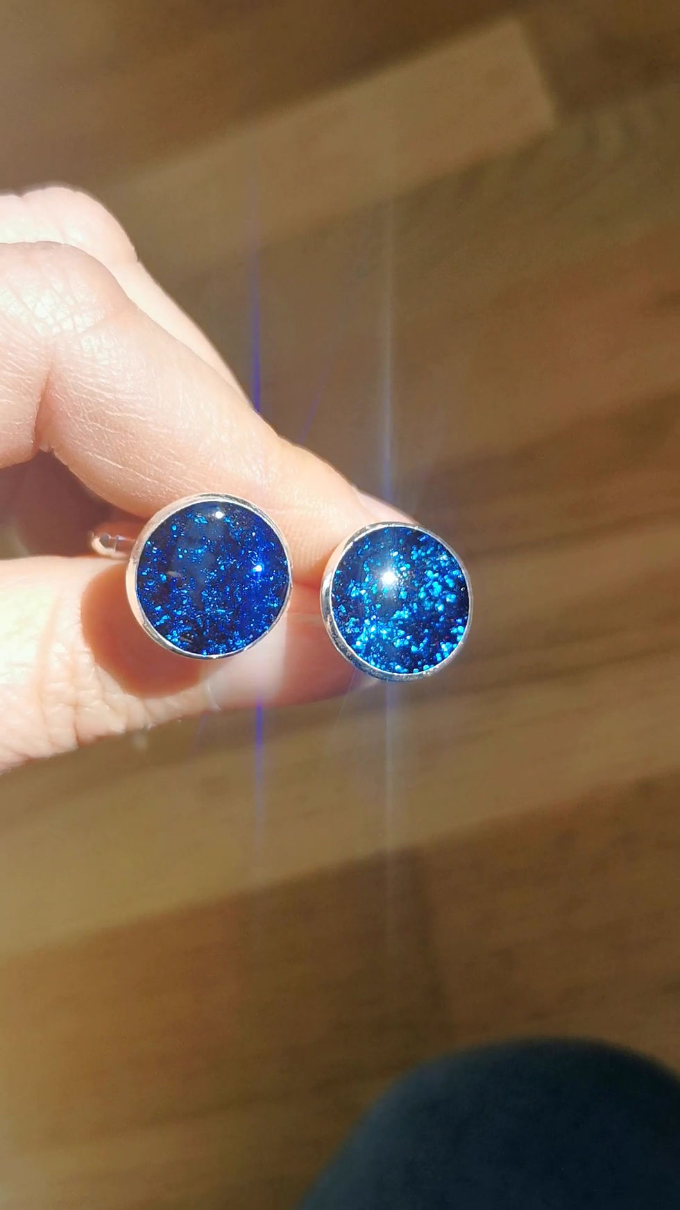 Midnight Blue Silver Plated Cufflinks