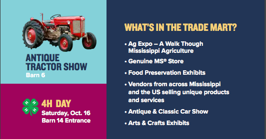 Graphic and info re: activities in Trade Mart during MS State Fair