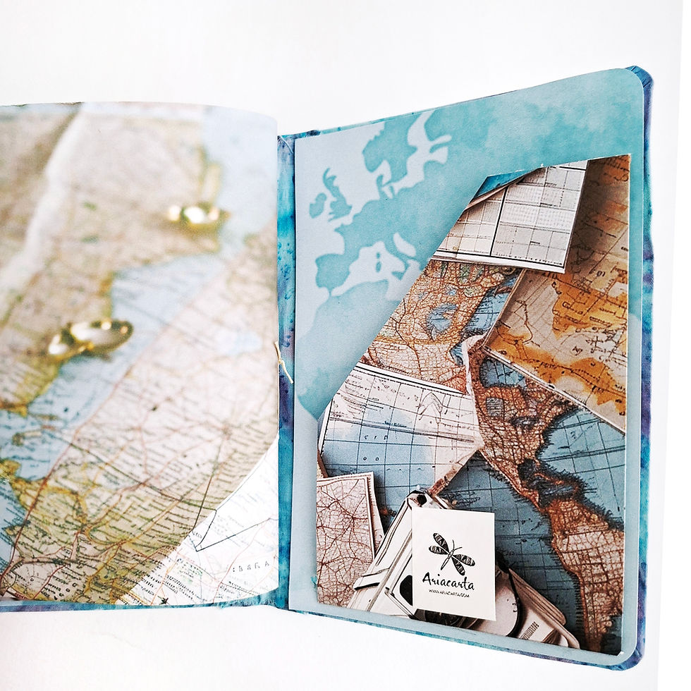 Miniatura: Travel Book A6 fatto a mano, Travel 14, sistema Midori, carta riciclata 