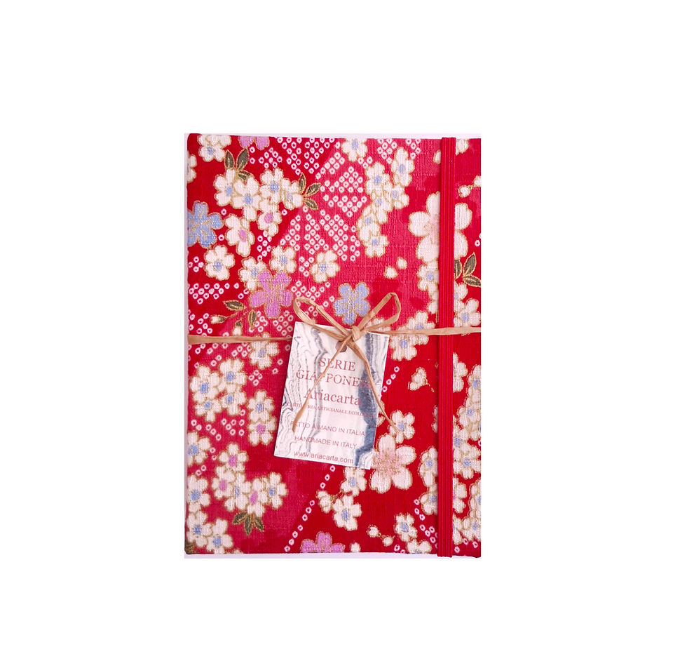 Miniatura: Agenda A6 2027 Giornaliera, Cotone Giapponese, Sakura Rosso, 11x15 cm