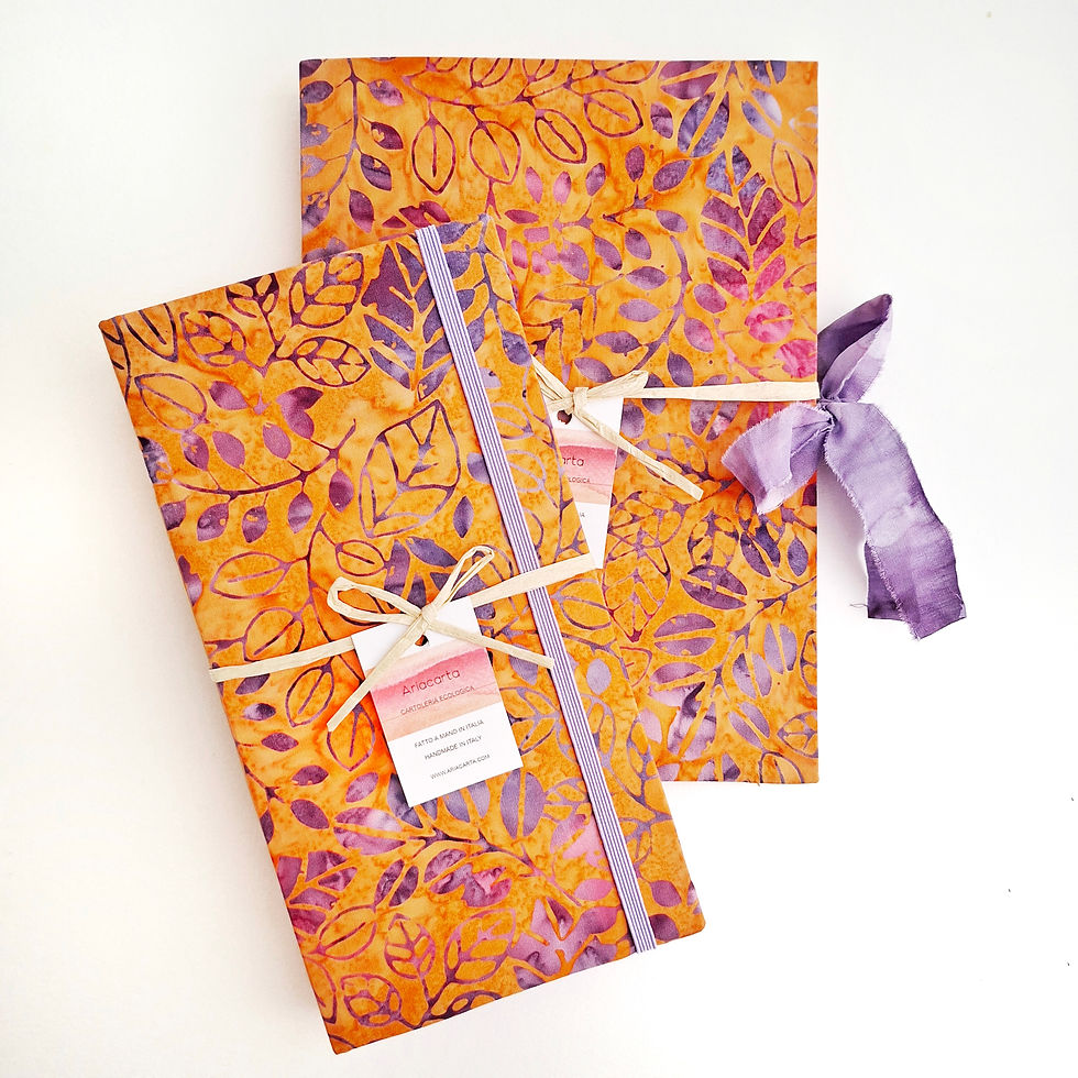 Miniatura: Agenda settimanale non datata, Batik Foglie Viola, 11x21 cm, carta riciclata 