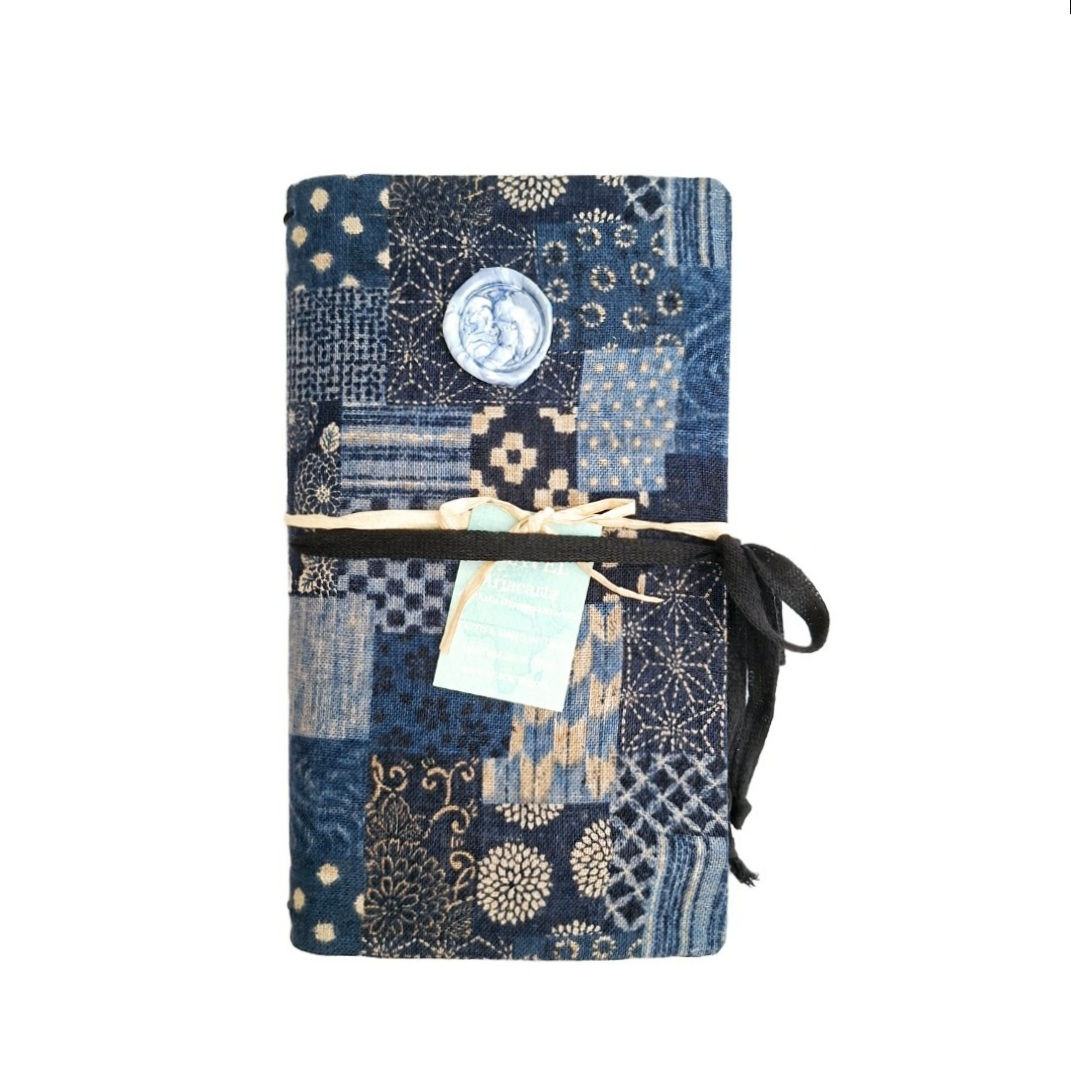 Taccuino da Viaggio Artigianale, Giapponese Blu, 22x11 cm, sistema Midori