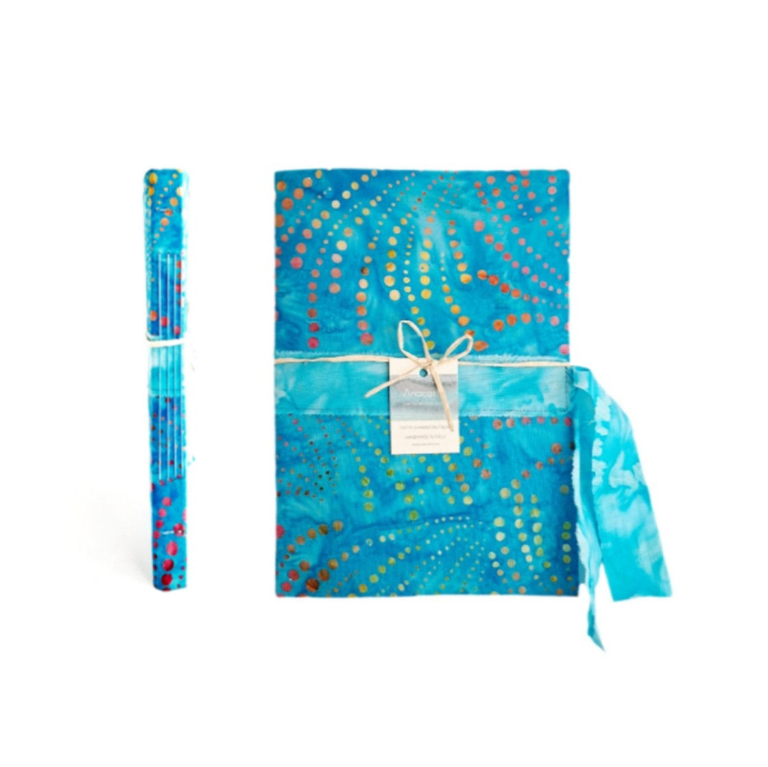 Quaderno Artigianale A5, Batik Mix Azzurro 2, in carta ricicla