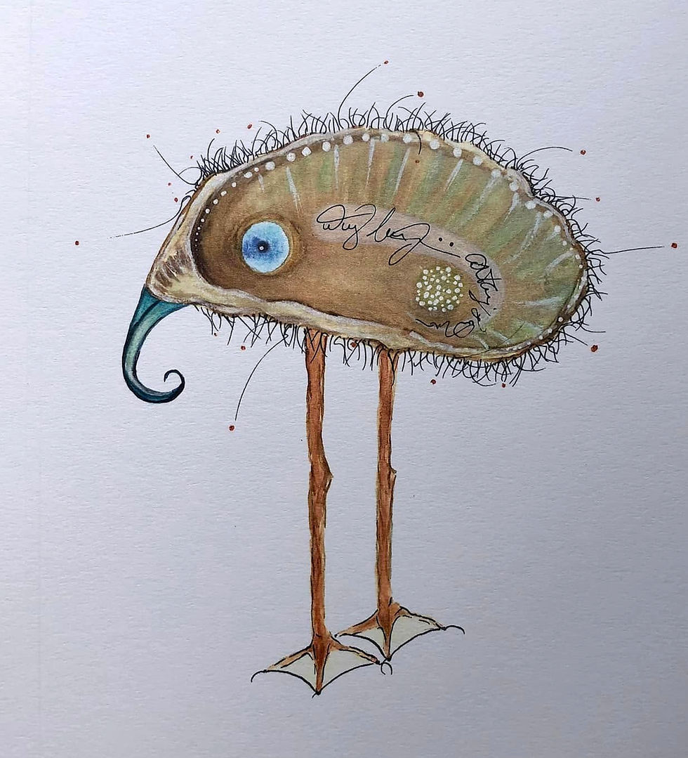 Fantasy creature from Puffer’s Dreamland, a 2023 watercolour illustration series by Blanka Blinx Križ.
