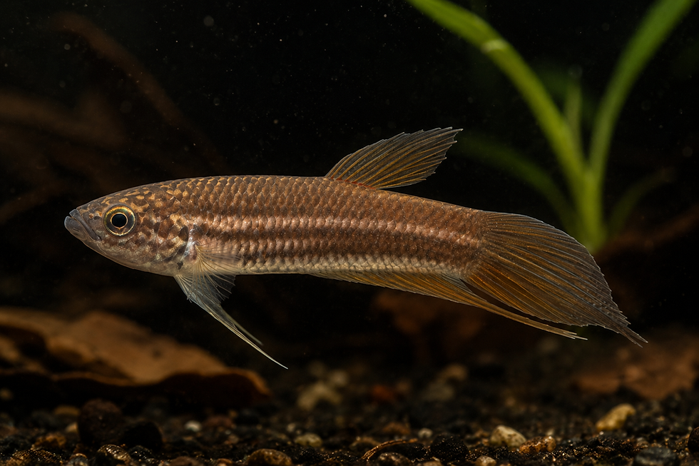 Small brown fish with horizontal stripes