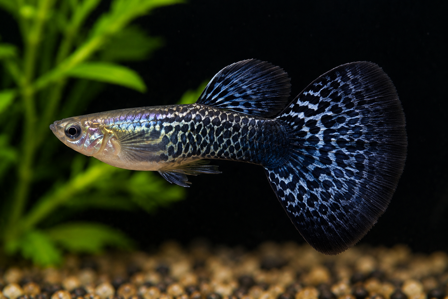 Metal Black Tail Snakeskin Guppy