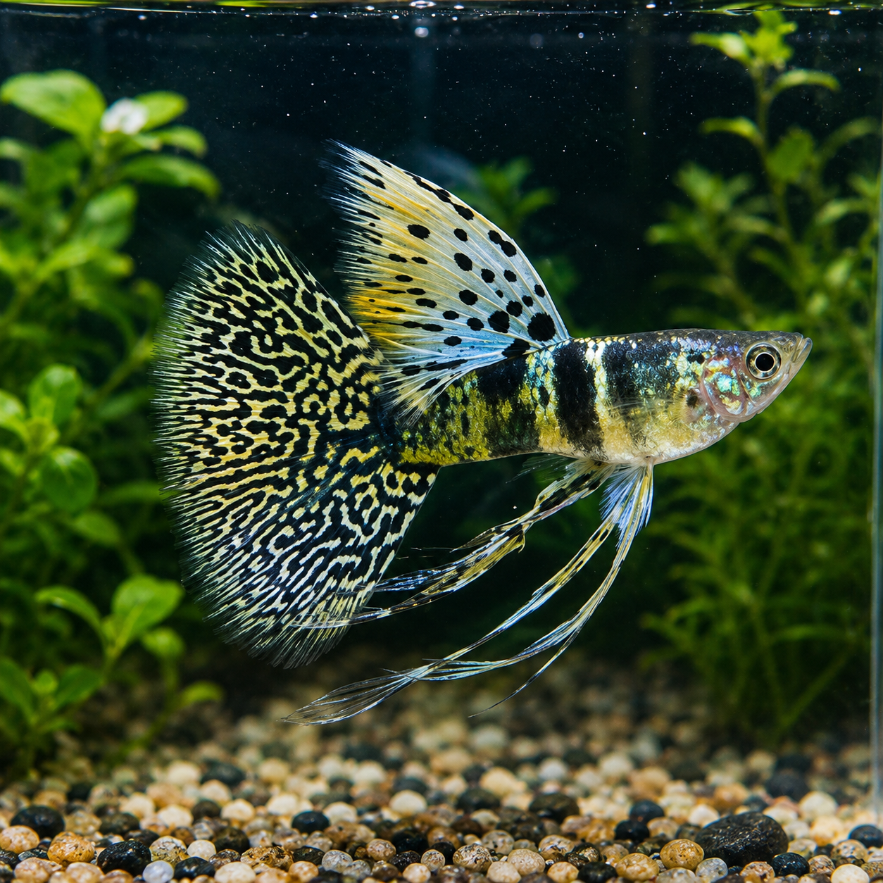 Guppy de cinta de cobra rey tigre amarillo