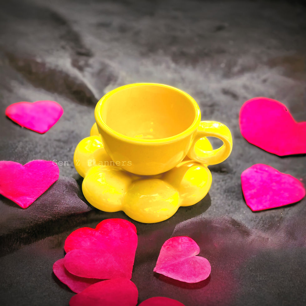 Thumbnail: 'Yellow' Cup with Flower Plate Set