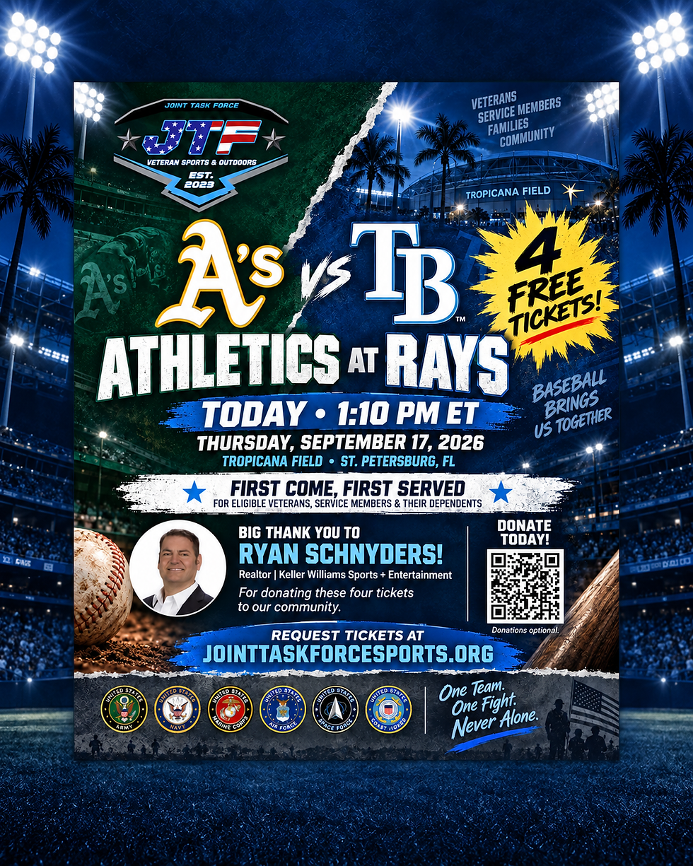Four free tickets to Athletics at Rays at Tropicana Field, September 17, 2026 at 1:10 PM ET, donated by Ryan Schnyders.
