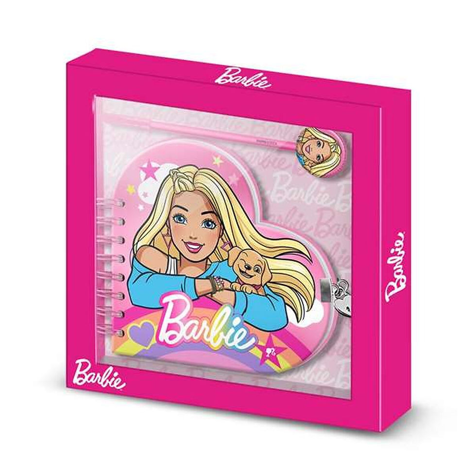 Mini-Ringheft mit Kugelschreiber Barbie Rosa 160 Blatt 23 x 2,5 x 24 cm