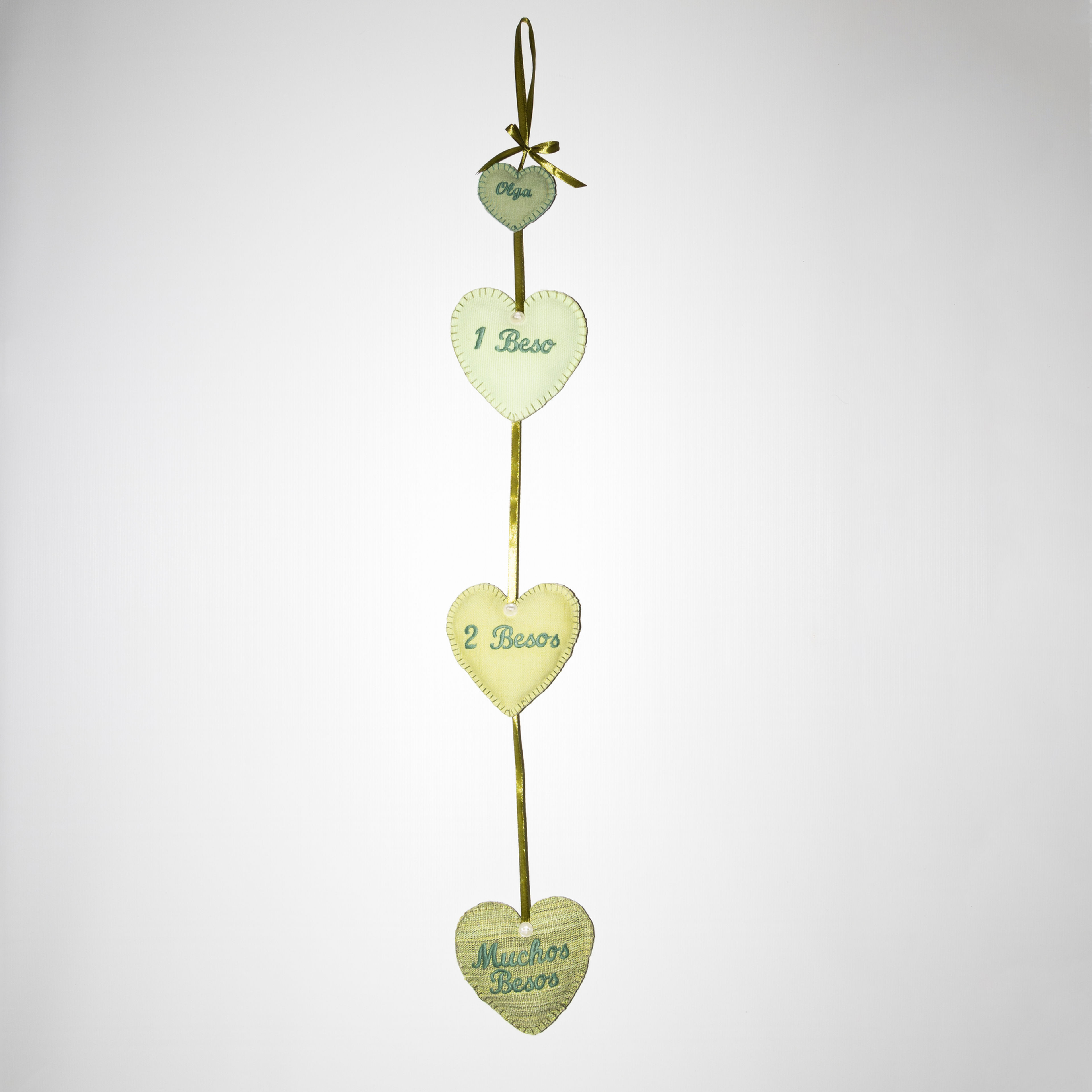 Corazón Triple Besos Verde