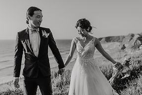 Cornwall Elopement at Watergate bay, walking along the cliffs