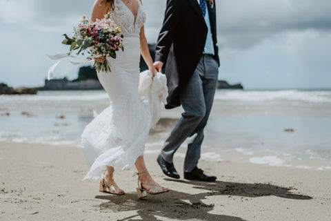 Bride and Groom at St Micheal's Mount cornwall