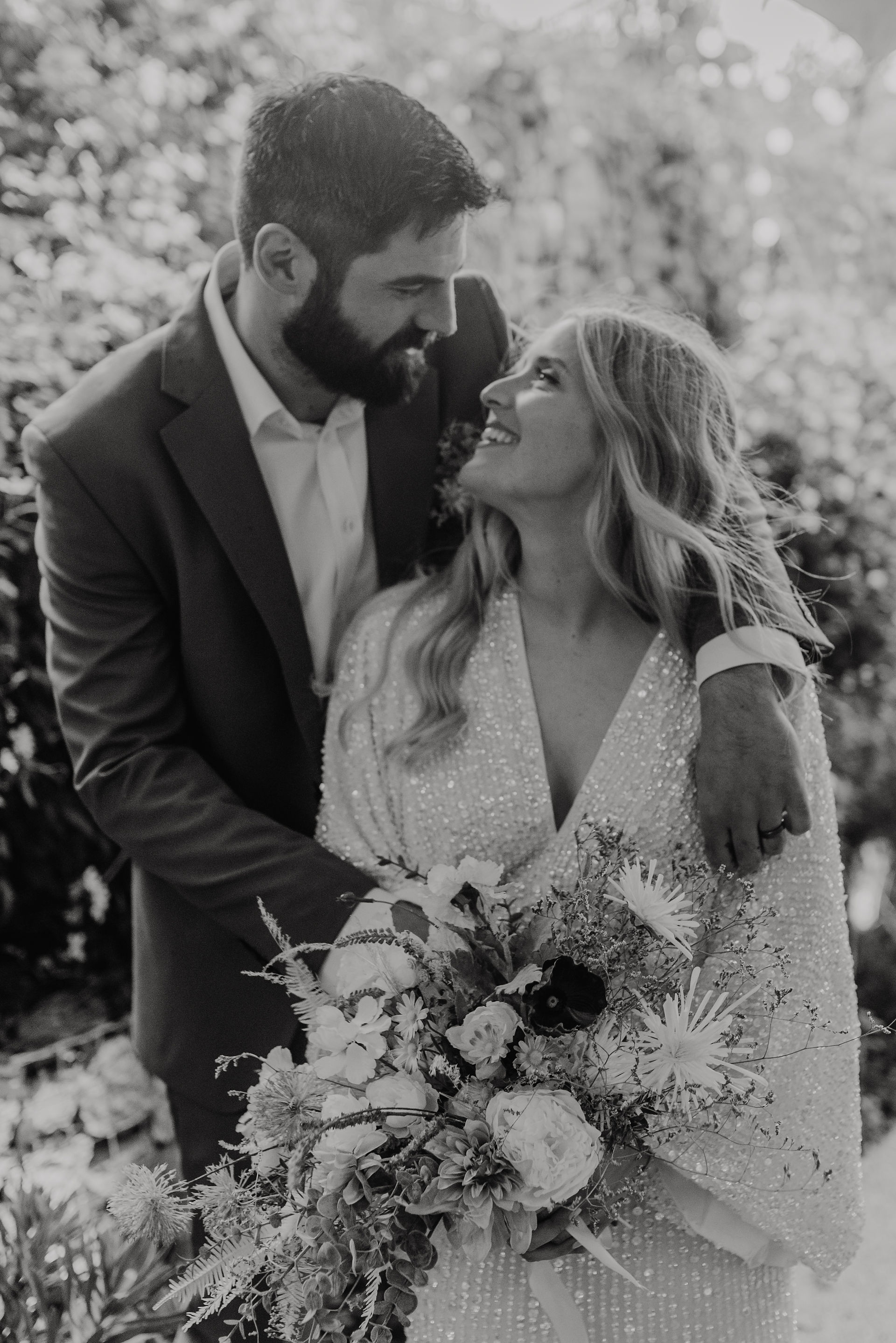 couple embrace together 