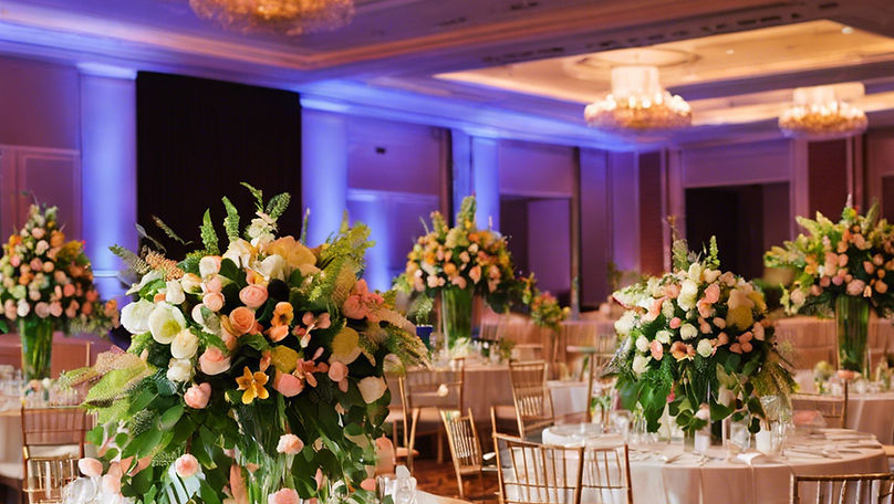 Floral arrangement at corporate event