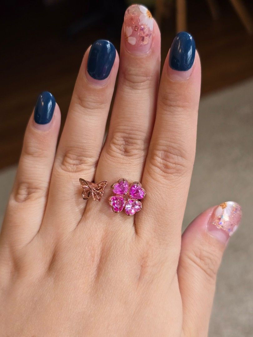 Thumbnail: 2.7ct Unheated Burma Pink Sapphire Clover & Butterfly Ring