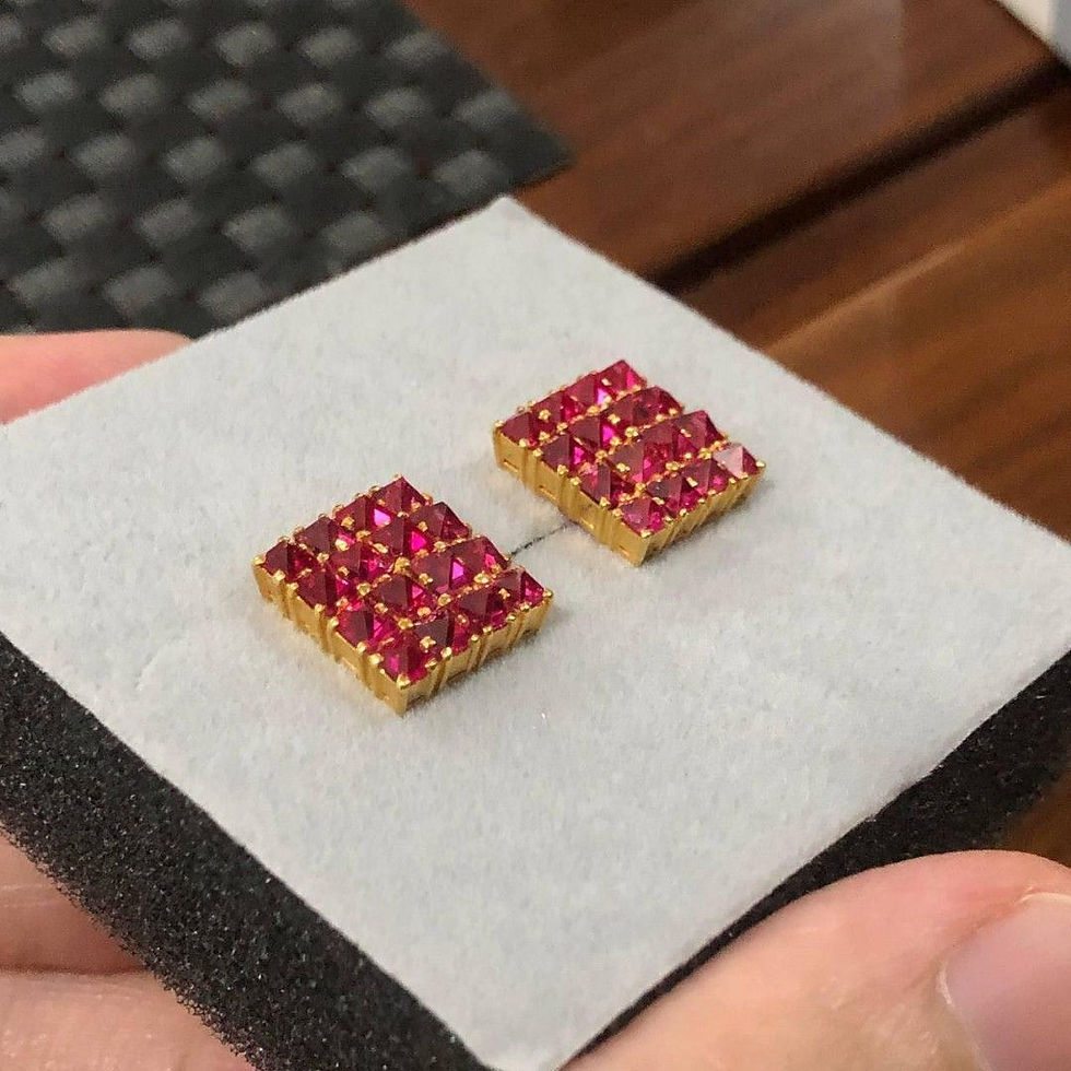 Thumbnail: Unheated Burmese Spinel Earrings in 20K gold