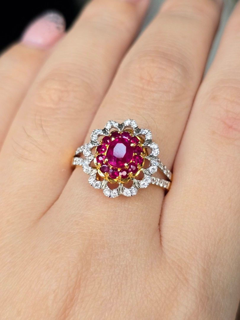 Thumbnail: 0.77ct Unheated Vivid red Burma Ruby Ring