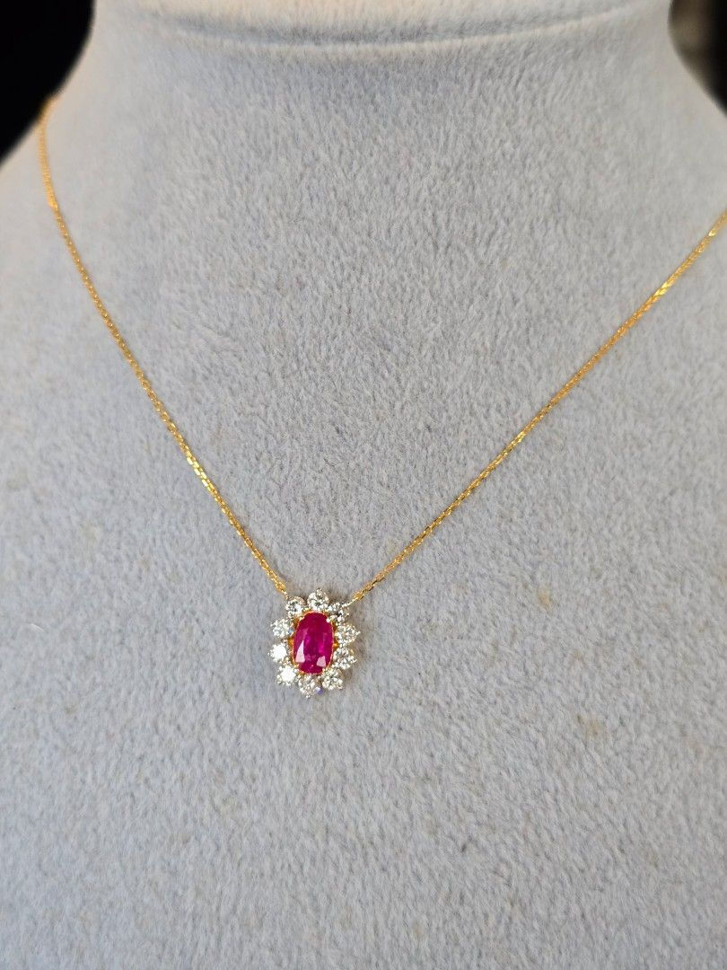 Thumbnail: 1.35ct Unheated Burma Ruby Necklace