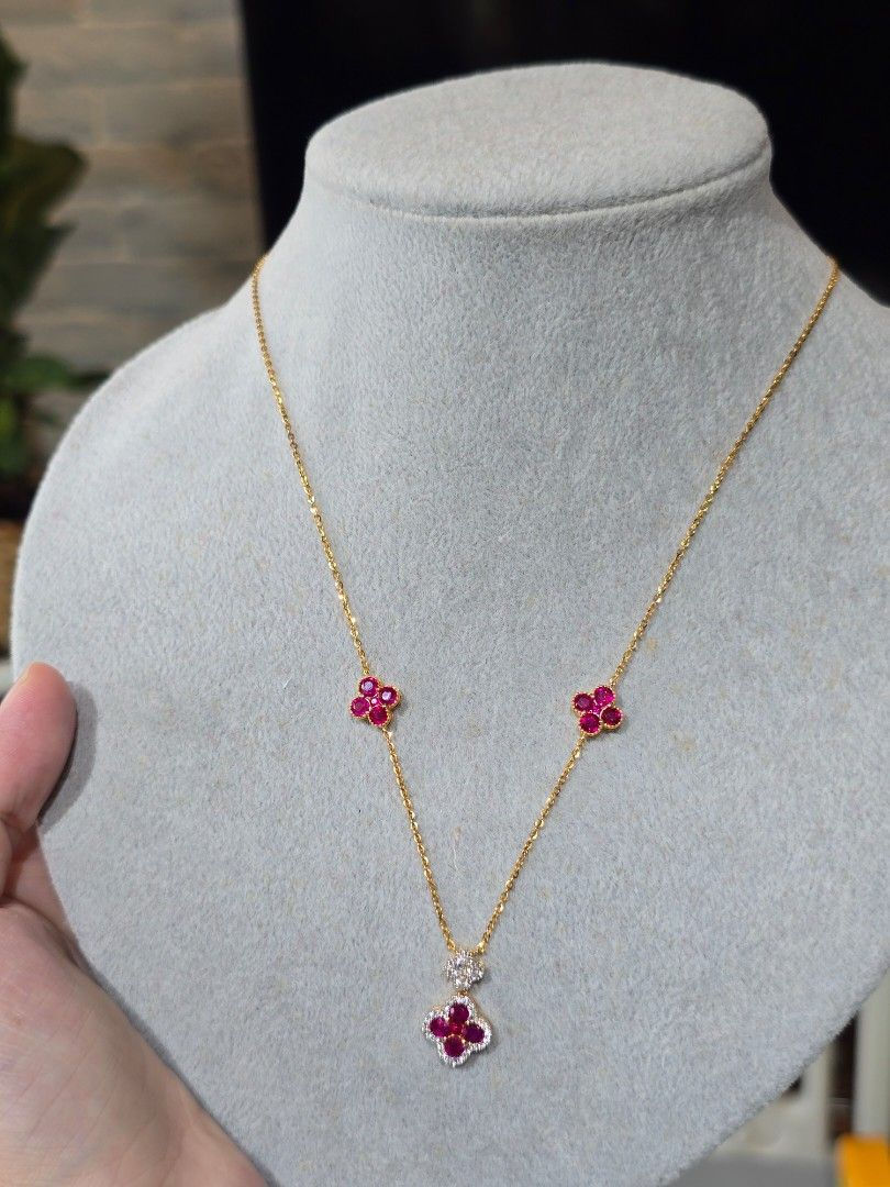 Thumbnail: 2.43ct Unheated Burma Ruby Necklace