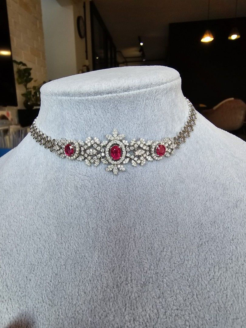 Thumbnail: 3.2ct Unheated Burma Ruby Necklace
