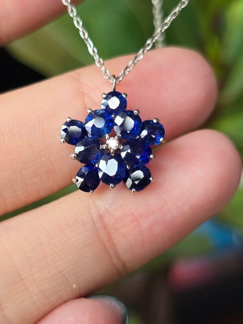 Thumbnail: 3.4ct Unheated Burma Sapphire Necklace