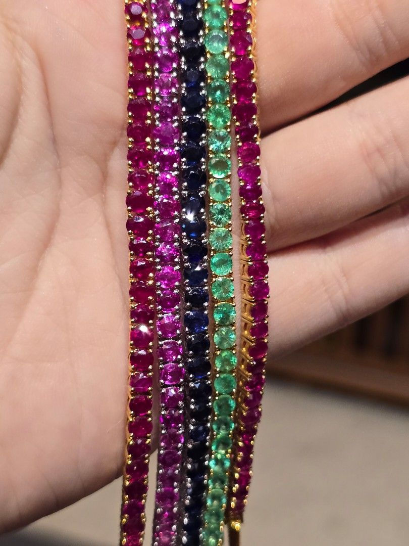 Thumbnail: 10.03ct Burma Pink Sapphire Tennis bracelet