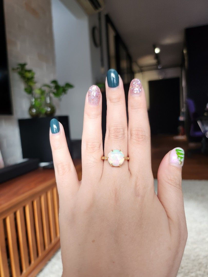 Thumbnail: 3.65ct Opal ring with diamonds in 20K gold setting