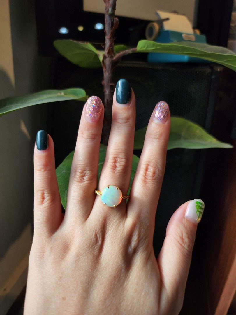 Thumbnail: 3.65ct Opal ring with diamonds in 20K gold setting
