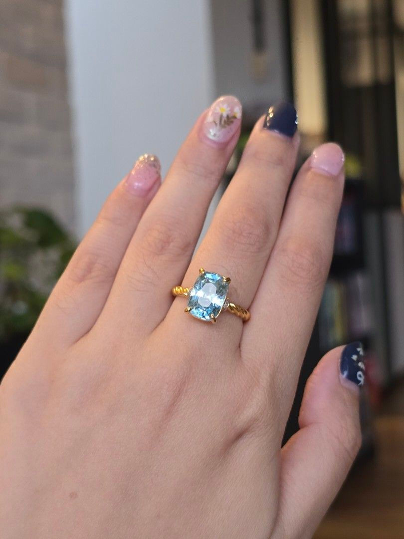 Thumbnail: 3.17ct Unheated Burma Aquamarine Ring