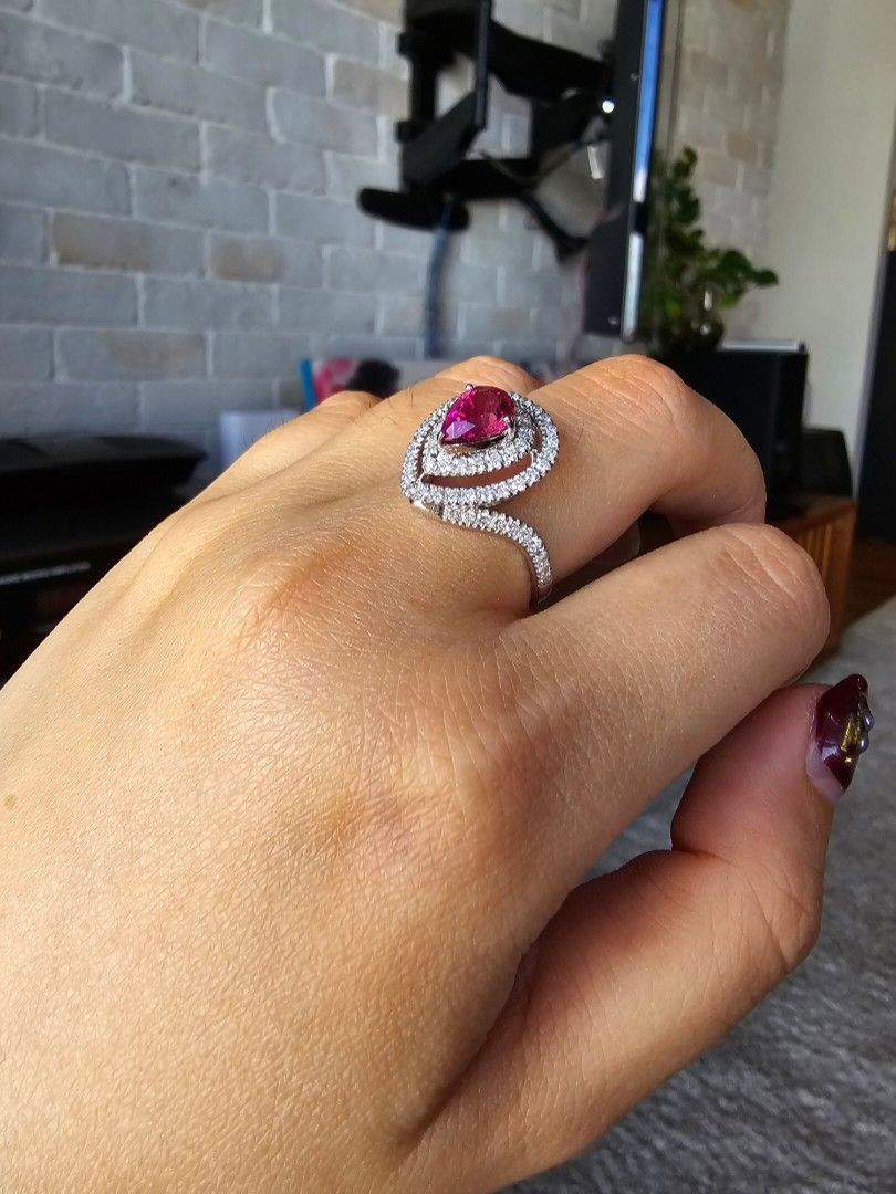 Thumbnail: 1.16ct Unheated Tourmaline (Rubellite) Ring