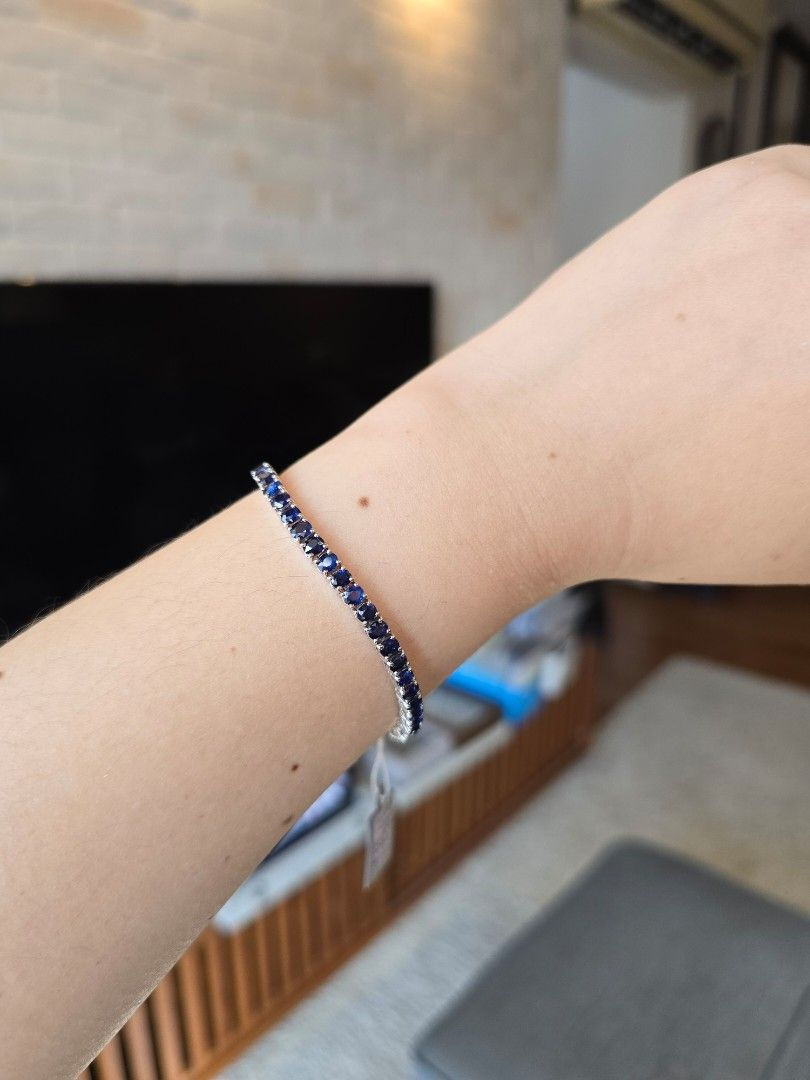 Thumbnail: 10.05ct Unheated Burma Sapphire Tennis Bracelet