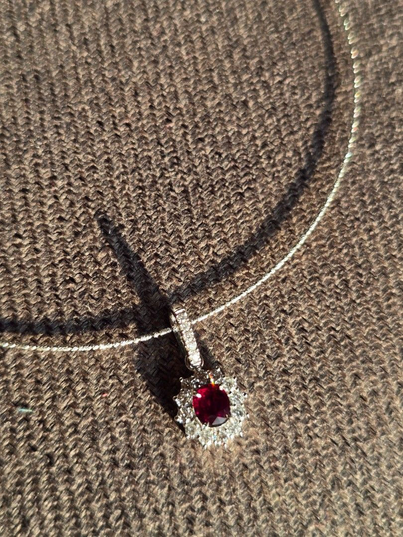 Thumbnail: 0.70ct Unheated Intense Red Burma Ruby Pendant