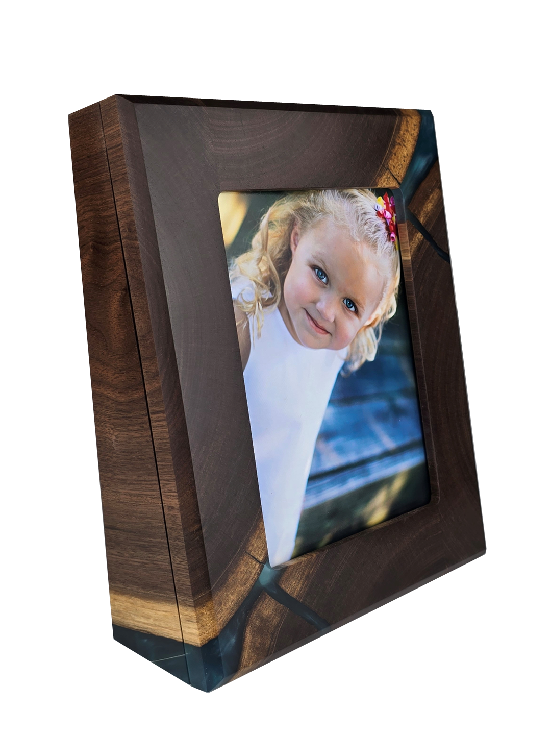 5x7 Frame & Multi-Device Charging Station - Walnut Color Splash