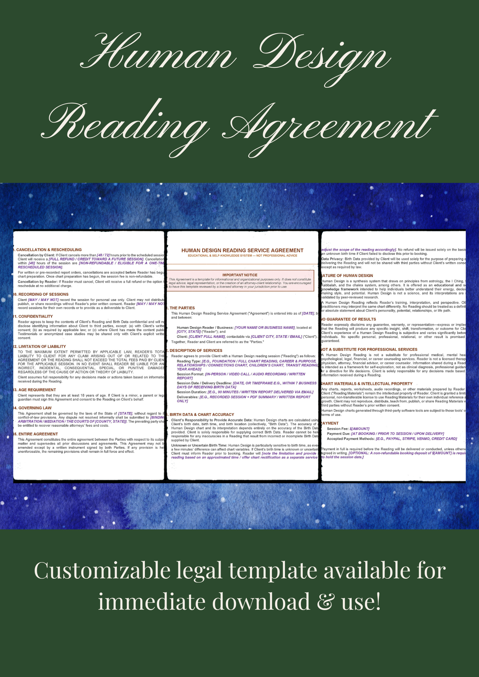 Human Design Reading Agreement + Results Disclaimer