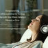 Woman with her head back on the sofa, her eyes closed listening intently to the positive affirmation through her headphones with blog title added: Empowering Affirmations for Living the Life you Were Always Meant to Live (Station Two Affirmations for those of you who read Change the Playlist in Your Mind and Watch it Playout in Your Life)