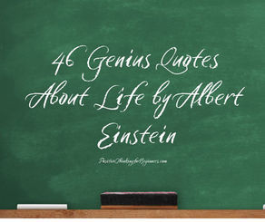 Green chalk board with blog title: 46 Quotes about Life from the genius that was Albert Einstein