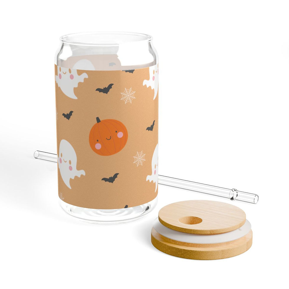 Thumbnail: Pumpkin and Ghost Glass cup, 16oz