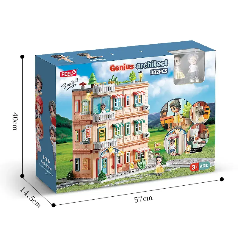 Miniatură: Set de constructie Feelo Căsuță cu iluminare LED (382 piese)