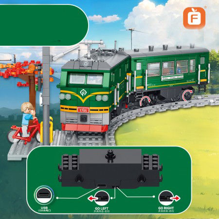 Миниатюра: Конструктор FORANGE поезд с железной дорогой с двигателем (801 детали)