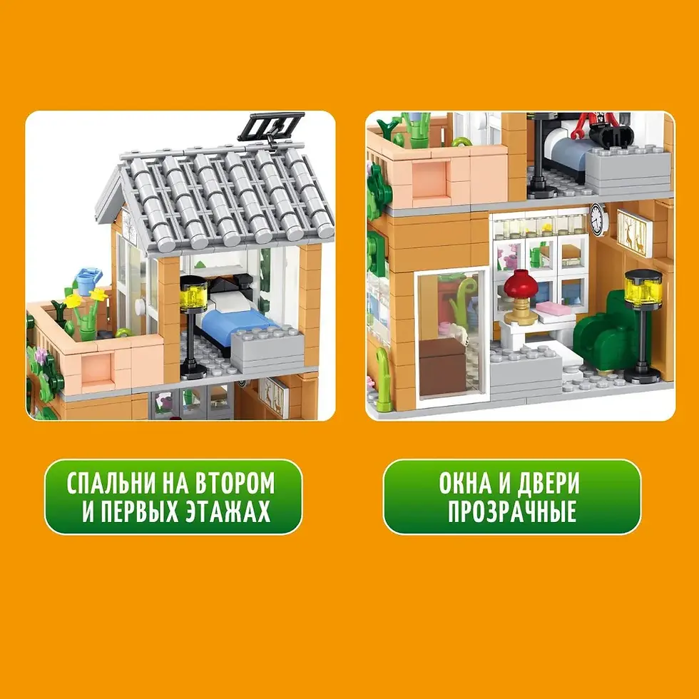 Миниатюра: Конструктор FORANGE Дачный домик с LED подсветкой (730 деталей)