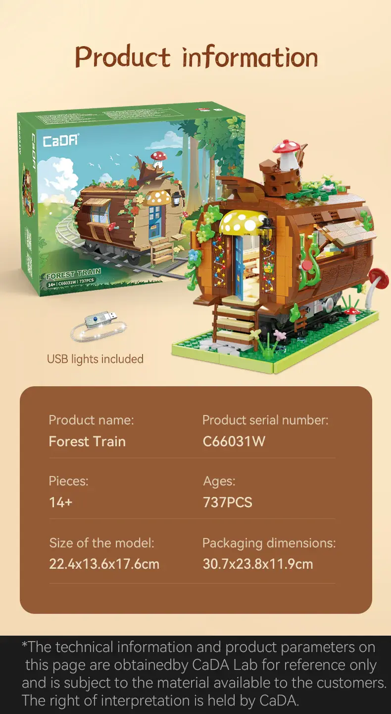 Miniatură: Конструктор CaDA Лесная железнодорожная станция с LED подсветкой (737 детали)