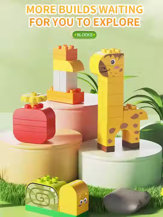 Miniatură: Set de construcție Feelo Animale cu cărți (139 piese)