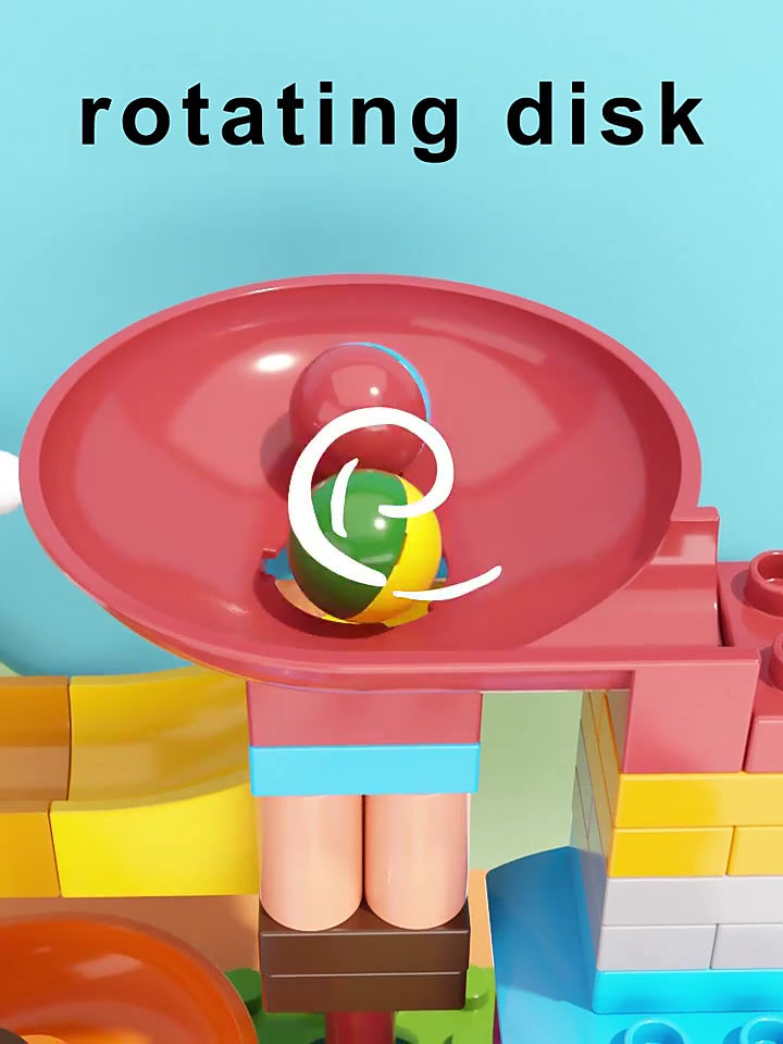 Miniatură: Set de constructii Feelo Tobogan cu trenuleț și mingi (76 de piese)