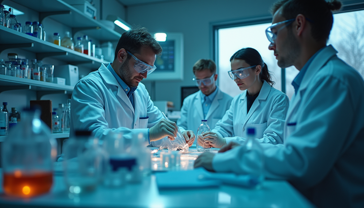 High angle view of a modern research facility focused on psychedelic drug development