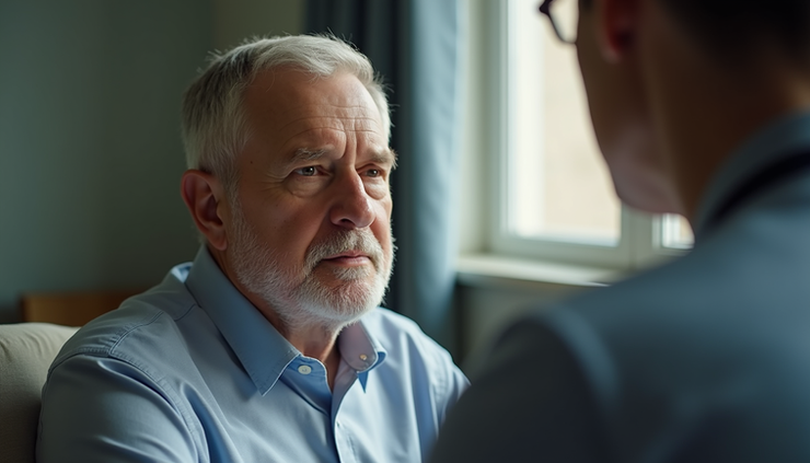 Close-up of a veteran participating in a guided MDMA-assisted therapy session