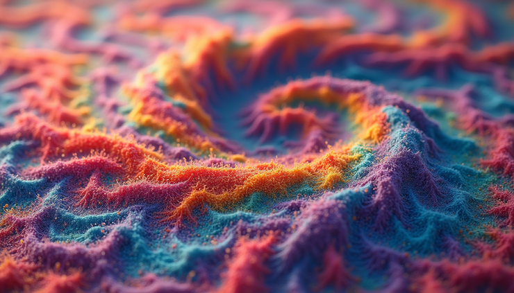 Eye-level view of colorful swirling patterns representing altered perception during an LSD trip