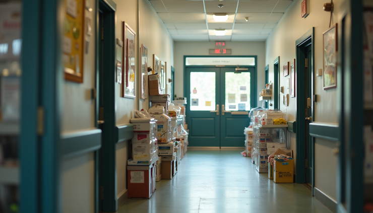 Eye-level view of a community health center offering harm reduction services