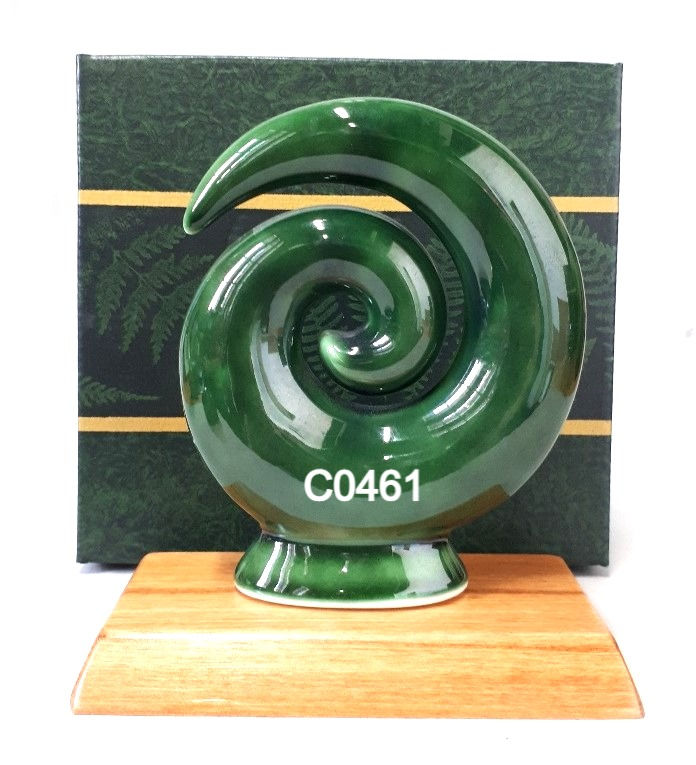Ceramic Koru Sculpture on base in MADINZ Presentation Box