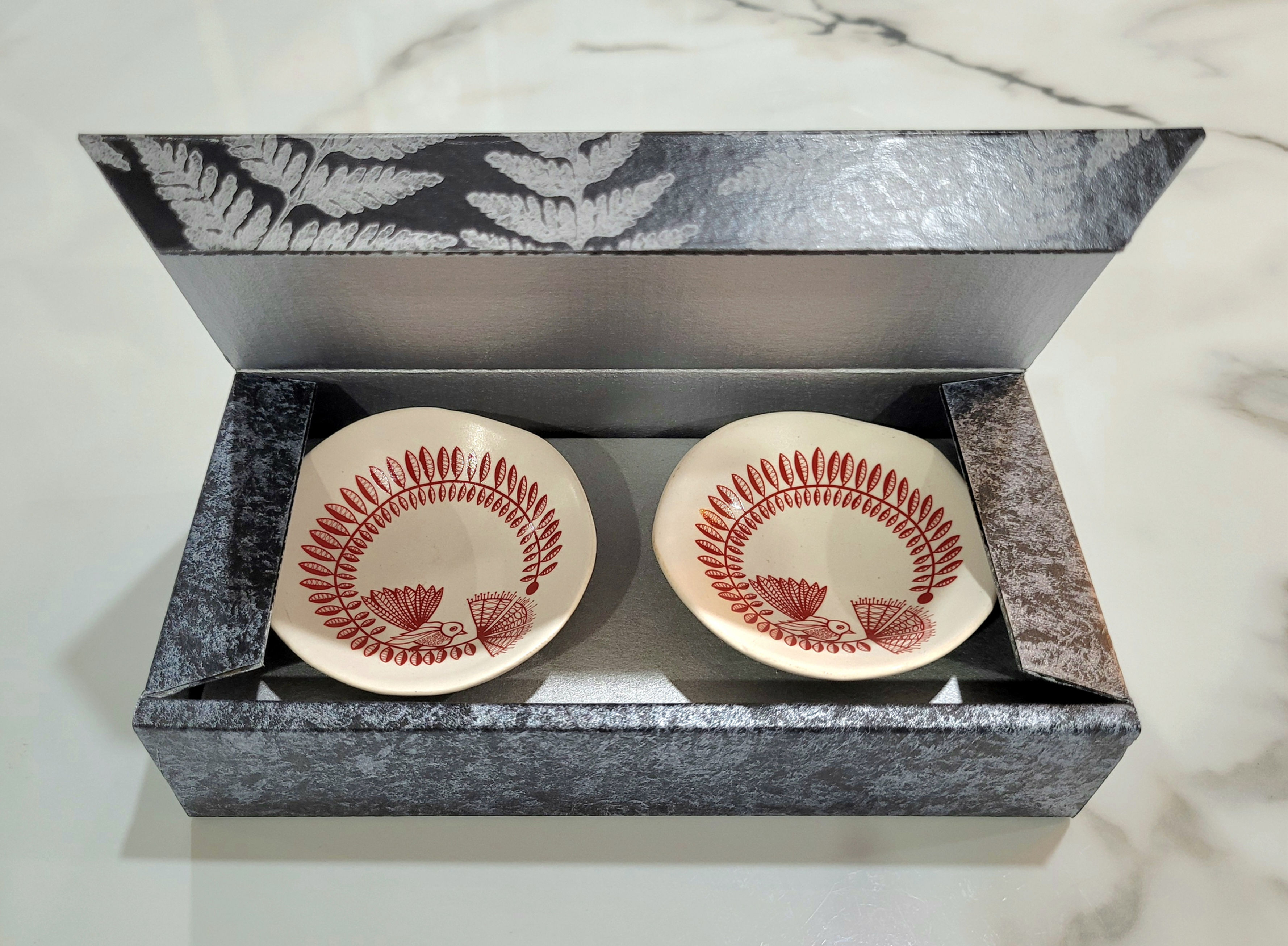 Pair of Fantail Porcelain Dipping Bowls in MADINZ Presentation Box